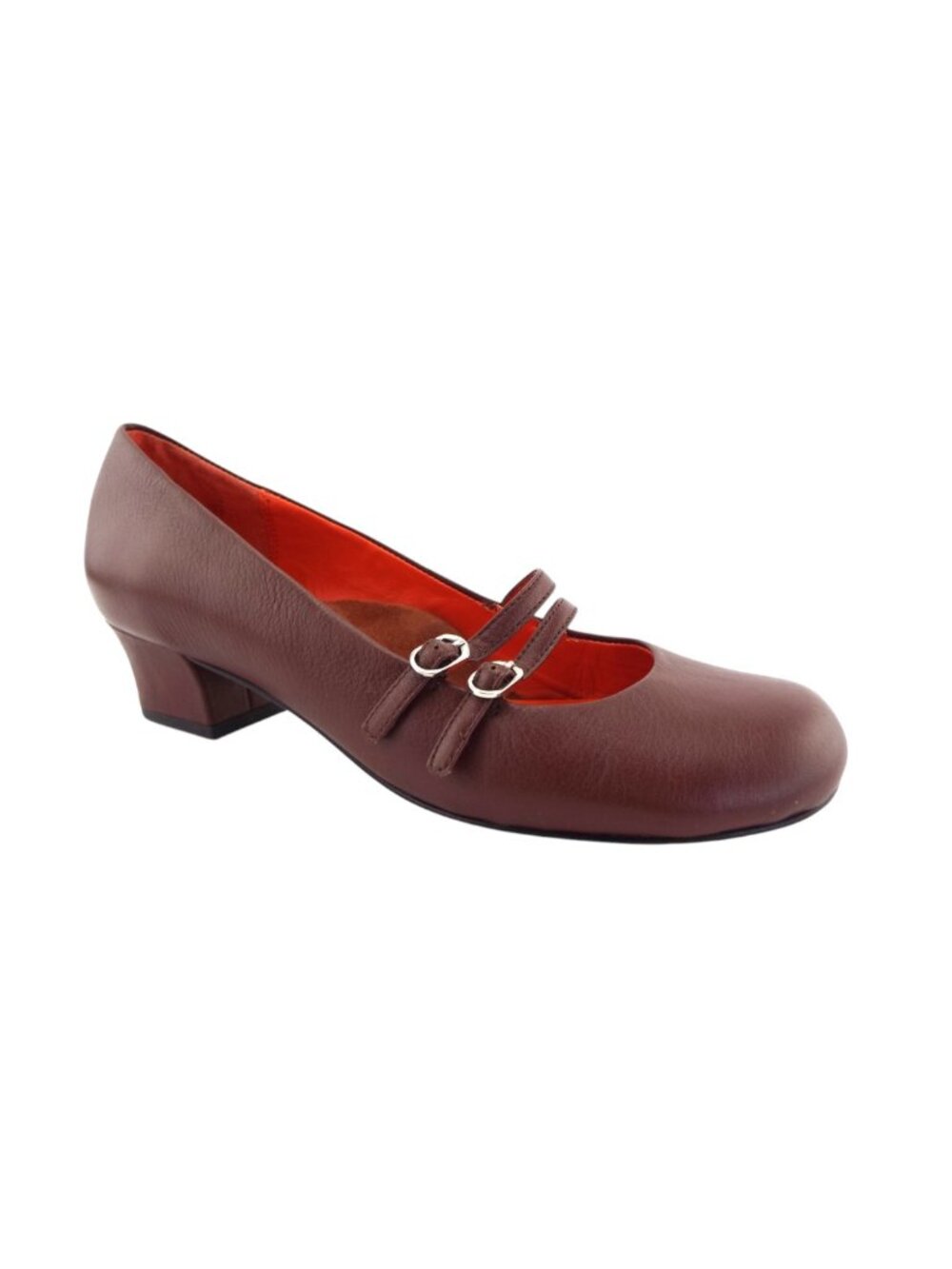 TARYN by TARYN ROSE Brown Leather Buckled Mary Jane Block Heel Pumps 9